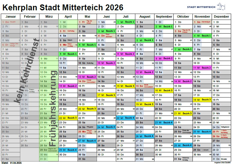 Bild: Kehrplan Mitterteich 2026 - Stand April