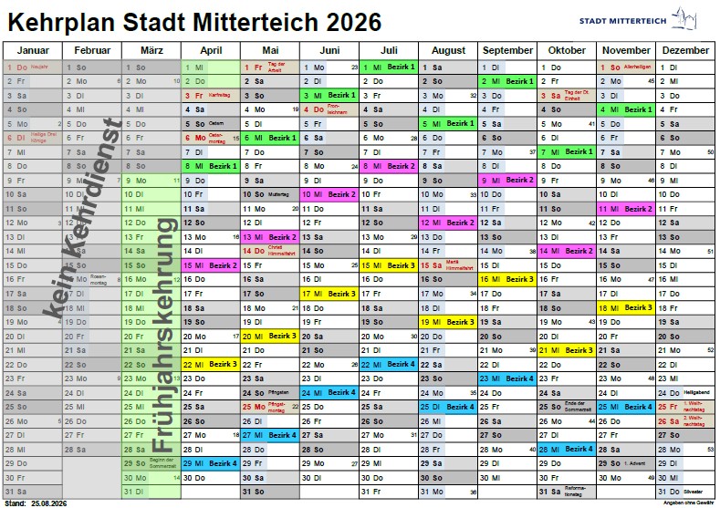 Kehrplan Mitterteich 2026 - Stand August Bild: Kehrplan Mitterteich 2026 - Stand August